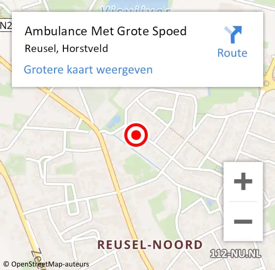 Locatie op kaart van de 112 melding: Ambulance Met Grote Spoed Naar Reusel, Horstveld op 28 juni 2018 12:17