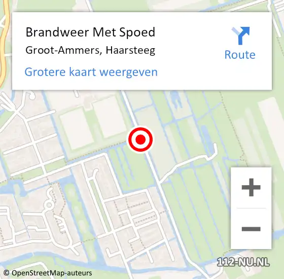 Locatie op kaart van de 112 melding: Brandweer Met Spoed Naar Groot-Ammers, Haarsteeg op 28 juni 2018 12:26