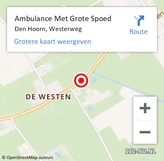 Locatie op kaart van de 112 melding: Ambulance Met Grote Spoed Naar Den Hoorn, Westerweg op 28 juni 2018 12:36