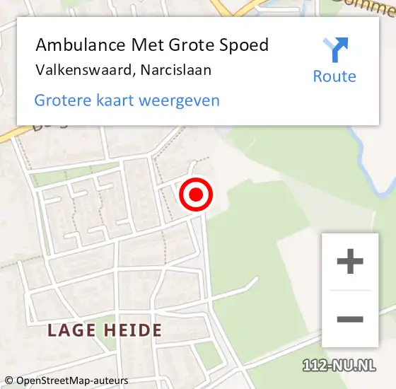 Locatie op kaart van de 112 melding: Ambulance Met Grote Spoed Naar Valkenswaard, Narcislaan op 28 juni 2018 12:47