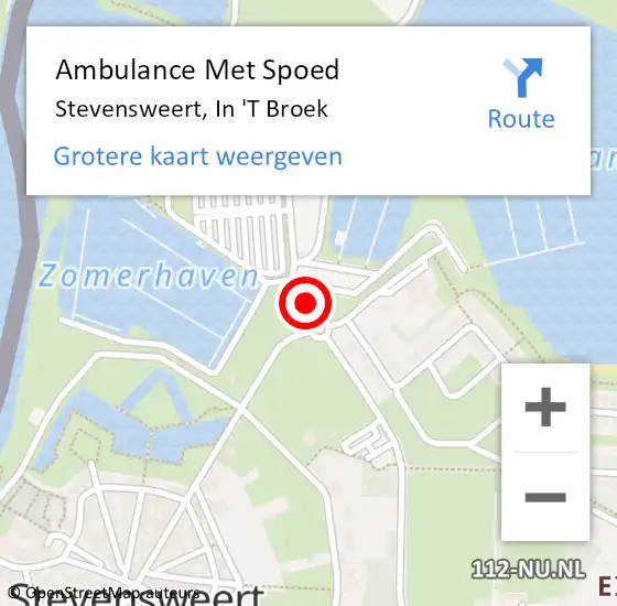 Locatie op kaart van de 112 melding: Ambulance Met Spoed Naar Stevensweert, In 't Broek op 28 juni 2018 13:14