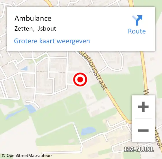 Locatie op kaart van de 112 melding: Ambulance Zetten, IJsbout op 28 juni 2018 13:22