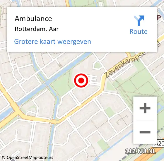 Locatie op kaart van de 112 melding: Ambulance Rotterdam, Aar op 28 juni 2018 13:24