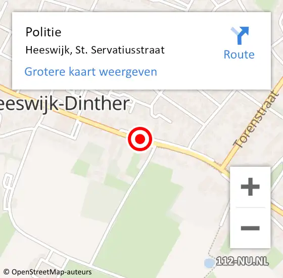 Locatie op kaart van de 112 melding: Politie Heeswijk, St. Servatiusstraat op 28 juni 2018 13:46