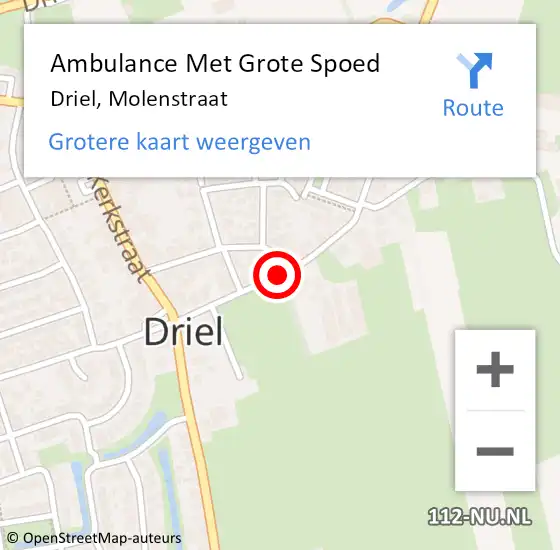 Locatie op kaart van de 112 melding: Ambulance Met Grote Spoed Naar Driel, Molenstraat op 28 juni 2018 14:17