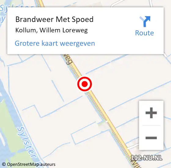 Locatie op kaart van de 112 melding: Brandweer Met Spoed Naar Kollum, Willem Loreweg op 28 juni 2018 14:27