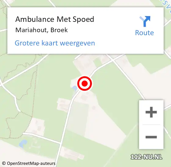 Locatie op kaart van de 112 melding: Ambulance Met Spoed Naar Mariahout, Broek op 28 juni 2018 14:40