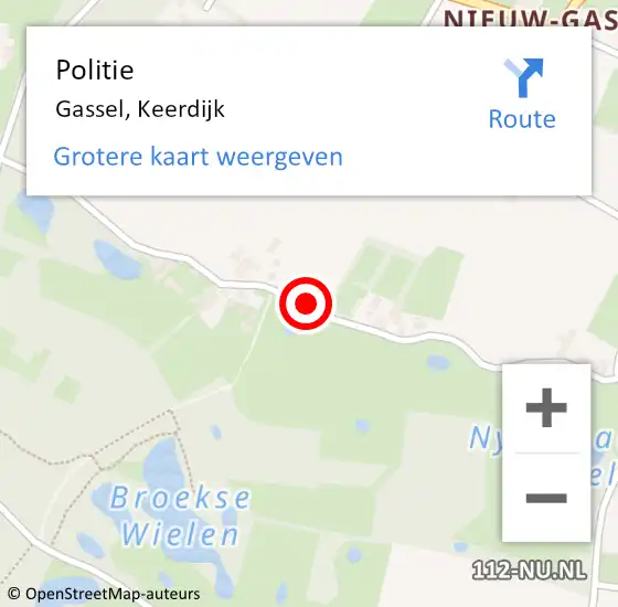 Locatie op kaart van de 112 melding: Politie Gassel, Keerdijk op 28 juni 2018 14:57