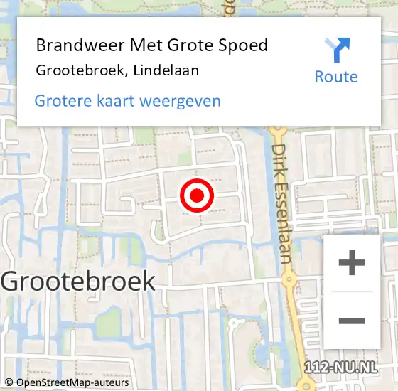 Locatie op kaart van de 112 melding: Brandweer Met Grote Spoed Naar Grootebroek, Lindelaan op 28 juni 2018 15:11