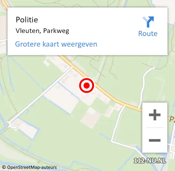 Locatie op kaart van de 112 melding: Politie Vleuten, Parkweg op 28 juni 2018 15:24