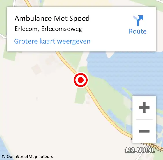 Locatie op kaart van de 112 melding: Ambulance Met Spoed Naar Erlecom, Erlecomseweg op 28 juni 2018 15:38