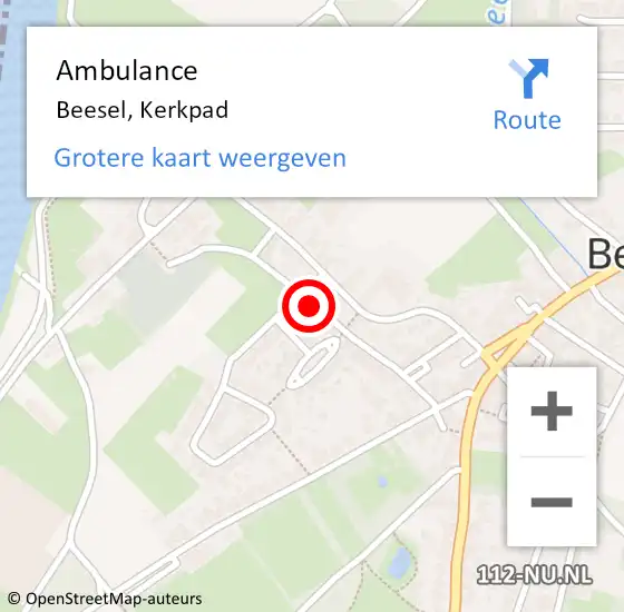 Locatie op kaart van de 112 melding: Ambulance Beesel, Kerkpad op 28 juni 2018 15:47