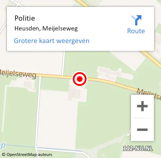 Locatie op kaart van de 112 melding: Politie Heusden, Meijelseweg op 28 juni 2018 15:49