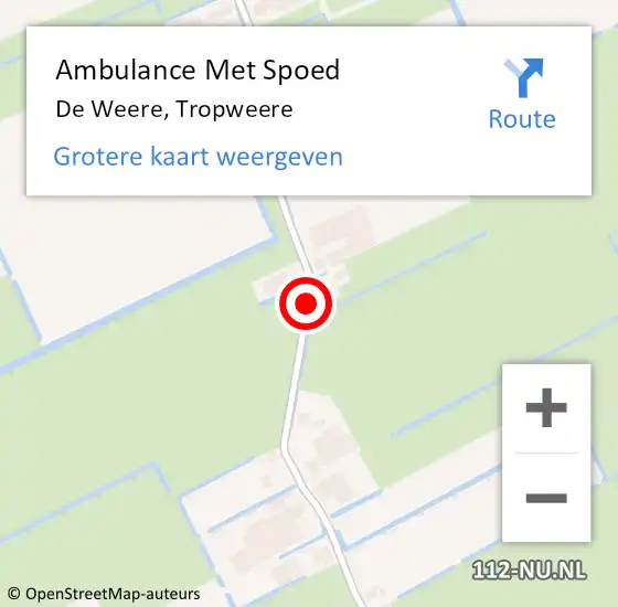 Locatie op kaart van de 112 melding: Ambulance Met Spoed Naar De Weere, Tropweere op 28 juni 2018 15:50