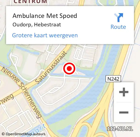 Locatie op kaart van de 112 melding: Ambulance Met Spoed Naar Oudorp, Hebestraat op 28 juni 2018 16:00