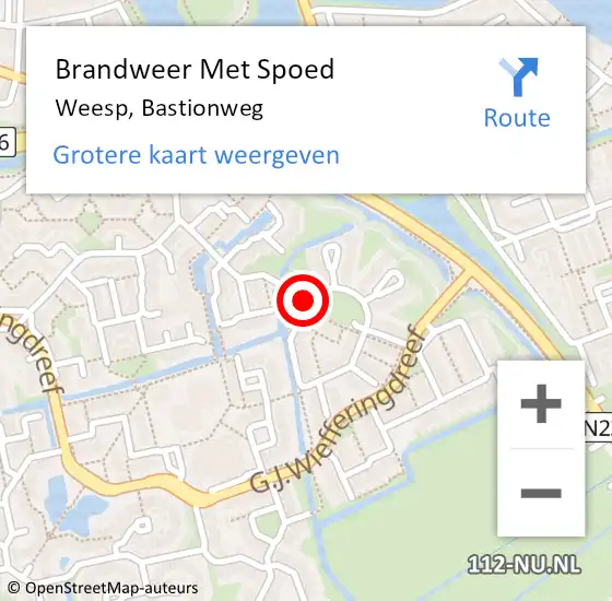 Locatie op kaart van de 112 melding: Brandweer Met Spoed Naar Weesp, Bastionweg op 28 juni 2018 16:42