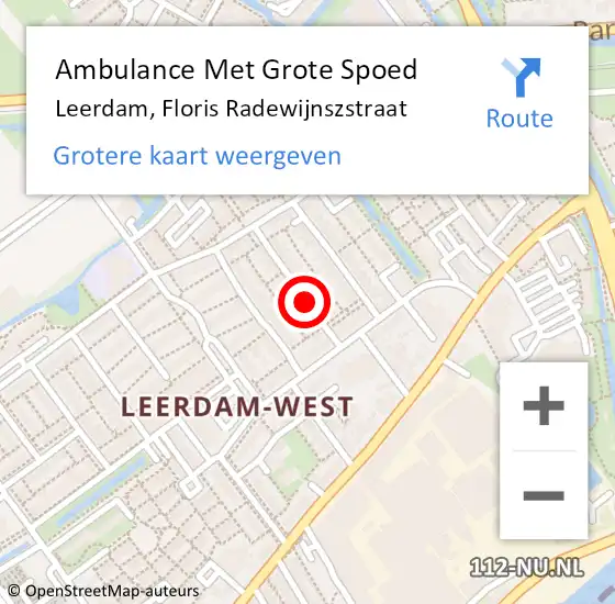 Locatie op kaart van de 112 melding: Ambulance Met Grote Spoed Naar Leerdam, Floris Radewijnszstraat op 28 juni 2018 17:14