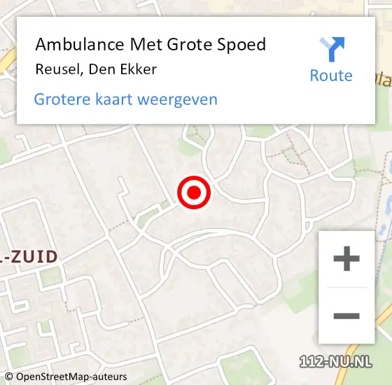 Locatie op kaart van de 112 melding: Ambulance Met Grote Spoed Naar Reusel, Den Ekker op 28 juni 2018 17:27