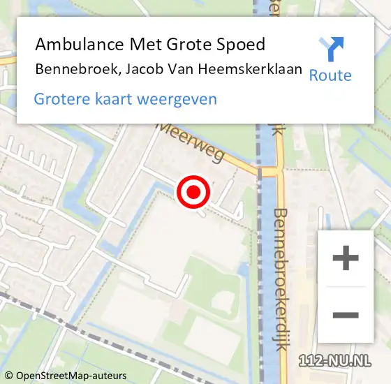 Locatie op kaart van de 112 melding: Ambulance Met Grote Spoed Naar Bennebroek, Jacob Van Heemskerklaan op 28 juni 2018 17:31