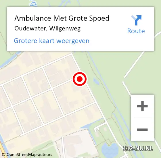 Locatie op kaart van de 112 melding: Ambulance Met Grote Spoed Naar Oudewater, Wilgenweg op 28 juni 2018 18:05