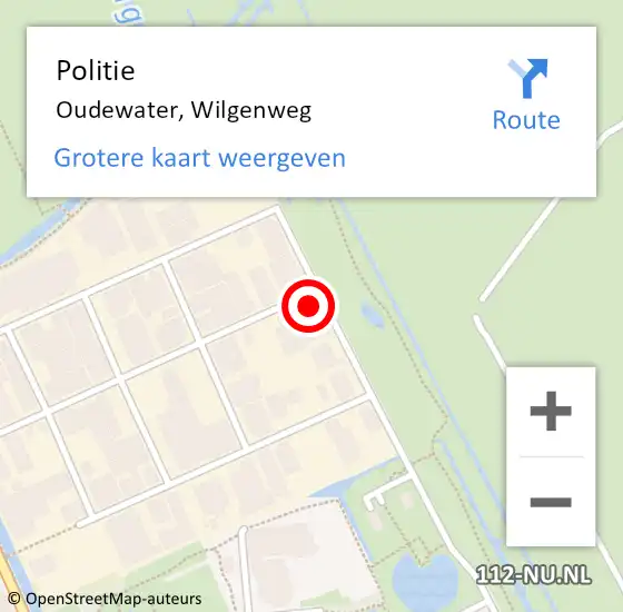 Locatie op kaart van de 112 melding: Politie Oudewater, Wilgenweg op 28 juni 2018 18:06