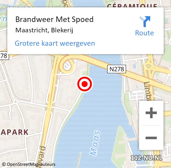 Locatie op kaart van de 112 melding: Brandweer Met Spoed Naar Maastricht, Blekerij op 28 juni 2018 18:12