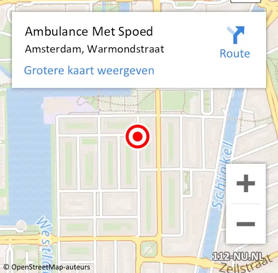 Locatie op kaart van de 112 melding: Ambulance Met Spoed Naar Amsterdam, Warmondstraat op 28 juni 2018 18:20