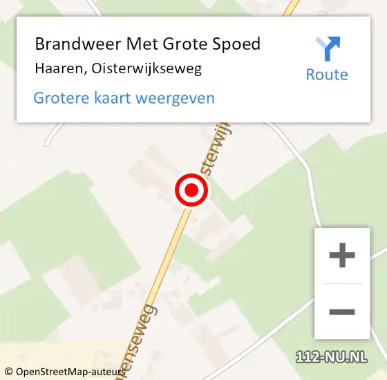 Locatie op kaart van de 112 melding: Brandweer Met Grote Spoed Naar Haaren, Oisterwijkseweg op 28 juni 2018 19:14