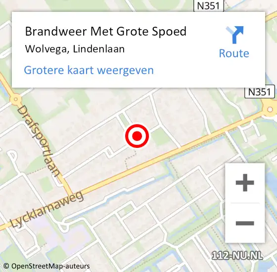 Locatie op kaart van de 112 melding: Brandweer Met Grote Spoed Naar Wolvega, Lindenlaan op 28 juni 2018 19:29