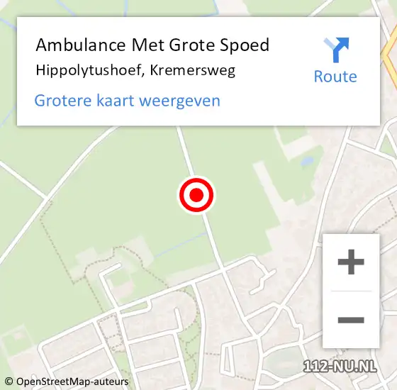 Locatie op kaart van de 112 melding: Ambulance Met Grote Spoed Naar Hippolytushoef, Kremersweg op 28 juni 2018 19:35