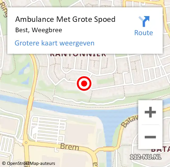 Locatie op kaart van de 112 melding: Ambulance Met Grote Spoed Naar Best, Weegbree op 28 juni 2018 19:37