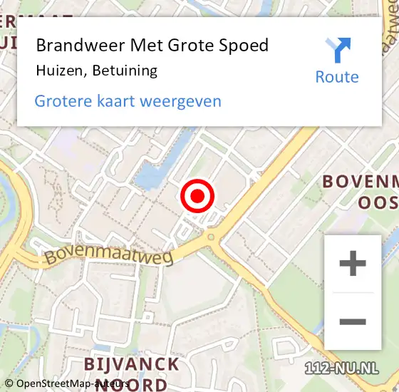 Locatie op kaart van de 112 melding: Brandweer Met Grote Spoed Naar Huizen, Betuining op 28 juni 2018 19:58