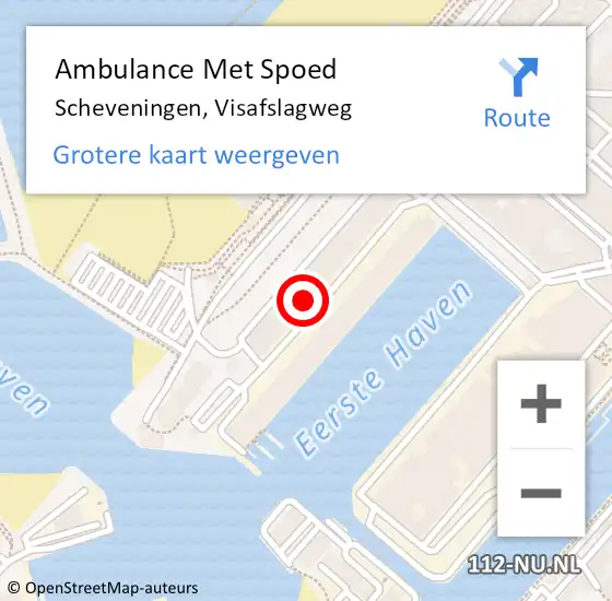 Locatie op kaart van de 112 melding: Ambulance Met Spoed Naar Scheveningen, Visafslagweg op 28 juni 2018 20:08