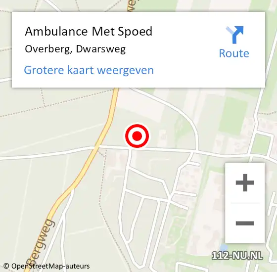 Locatie op kaart van de 112 melding: Ambulance Met Spoed Naar Overberg, Dwarsweg op 28 juni 2018 20:15