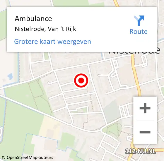 Locatie op kaart van de 112 melding: Ambulance Nistelrode, Van 't Rijk op 28 juni 2018 20:36