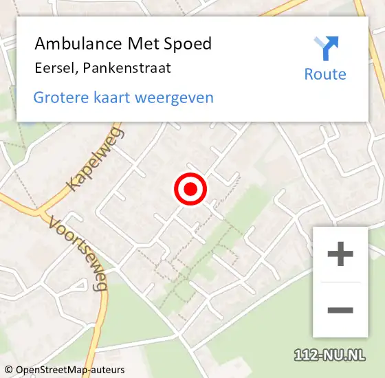 Locatie op kaart van de 112 melding: Ambulance Met Spoed Naar Eersel, Pankenstraat op 28 juni 2018 20:38