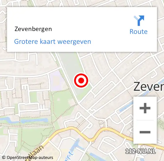Locatie op kaart van de 112 melding:  Zevenbergen op 28 juni 2018 20:41