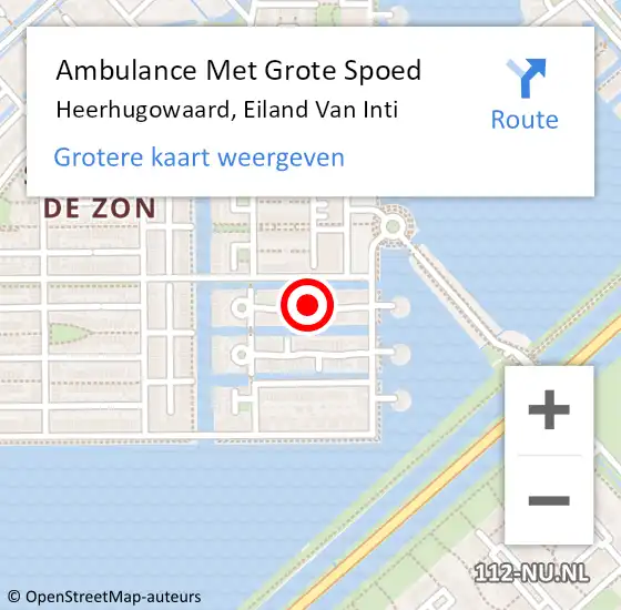 Locatie op kaart van de 112 melding: Ambulance Met Grote Spoed Naar Heerhugowaard, Eiland Van Inti op 28 juni 2018 22:24