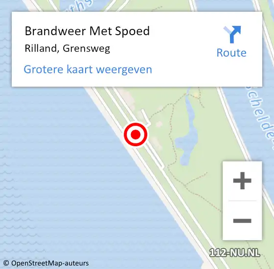 Locatie op kaart van de 112 melding: Brandweer Met Spoed Naar Rilland, Grensweg op 28 juni 2018 22:34