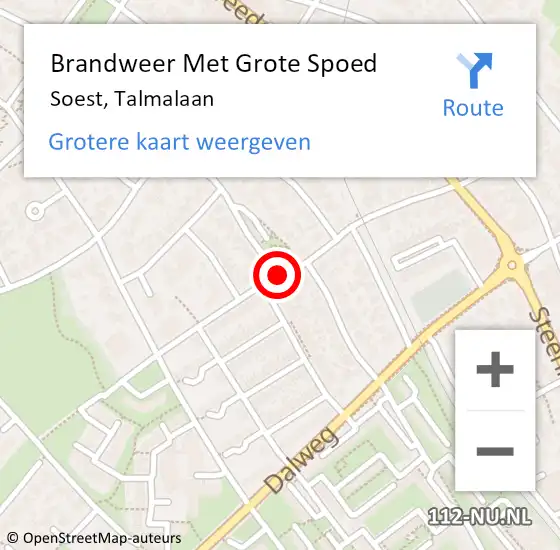 Locatie op kaart van de 112 melding: Brandweer Met Grote Spoed Naar Soest, Talmalaan op 28 juni 2018 23:58