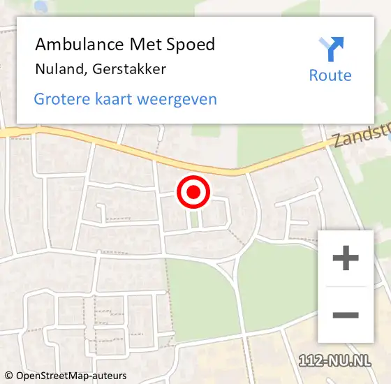 Locatie op kaart van de 112 melding: Ambulance Met Spoed Naar Nuland, Gerstakker op 1 maart 2014 04:13