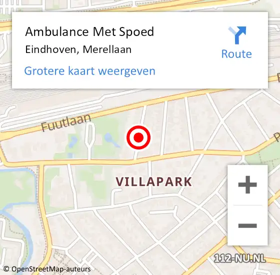 Locatie op kaart van de 112 melding: Ambulance Met Spoed Naar Eindhoven, Merellaan op 29 juni 2018 00:53