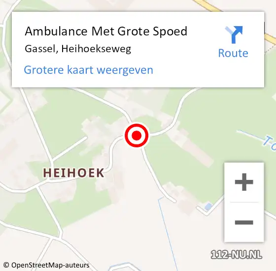 Locatie op kaart van de 112 melding: Ambulance Met Grote Spoed Naar Gassel, Heihoekseweg op 29 juni 2018 01:32