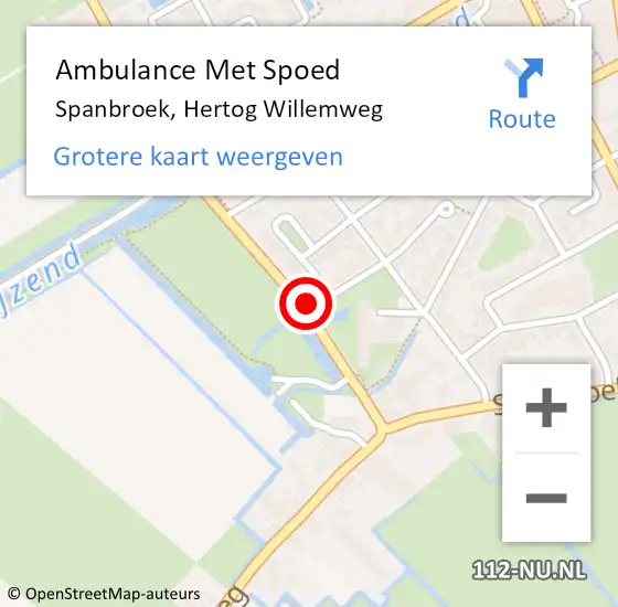 Locatie op kaart van de 112 melding: Ambulance Met Spoed Naar Spanbroek, Hertog Willemweg op 29 juni 2018 03:01