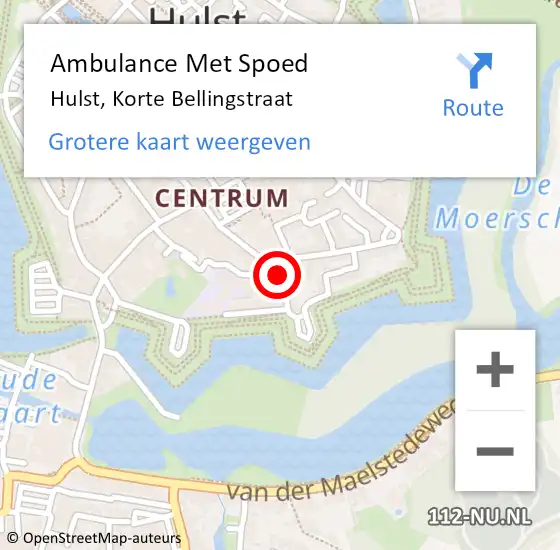 Locatie op kaart van de 112 melding: Ambulance Met Spoed Naar Hulst, Korte Bellingstraat op 29 juni 2018 03:18