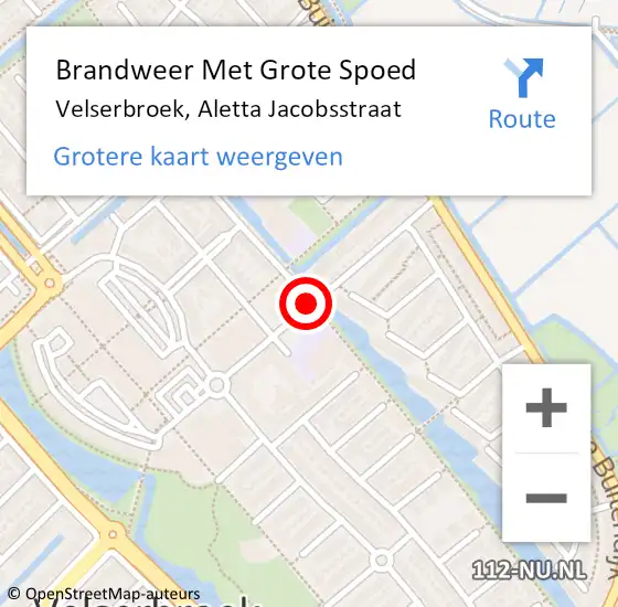 Locatie op kaart van de 112 melding: Brandweer Met Grote Spoed Naar Velserbroek, Aletta Jacobsstraat op 29 juni 2018 04:03