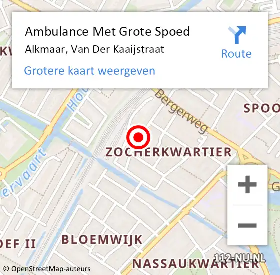 Locatie op kaart van de 112 melding: Ambulance Met Grote Spoed Naar Alkmaar, Van Der Kaaijstraat op 29 juni 2018 04:29