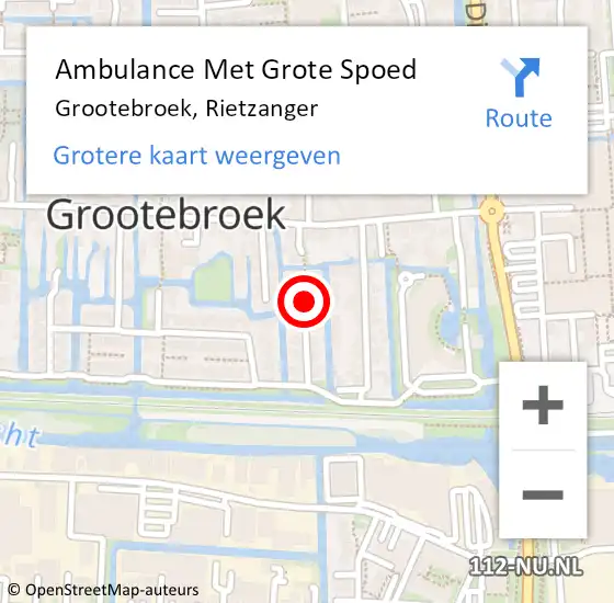 Locatie op kaart van de 112 melding: Ambulance Met Grote Spoed Naar Grootebroek, Rietzanger op 29 juni 2018 05:00