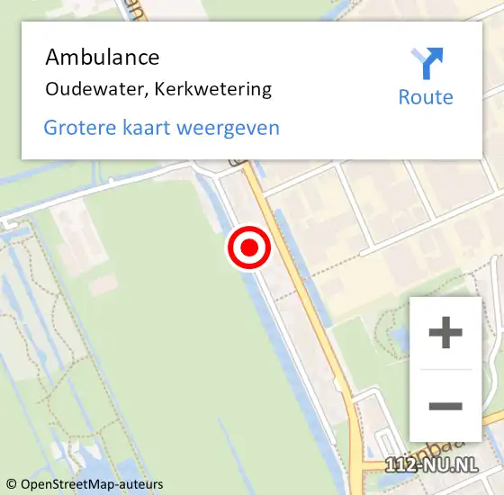 Locatie op kaart van de 112 melding: Ambulance Oudewater, Kerkwetering op 29 juni 2018 05:34