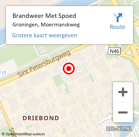 Locatie op kaart van de 112 melding: Brandweer Met Spoed Naar Groningen, Moermanskweg op 29 juni 2018 06:34